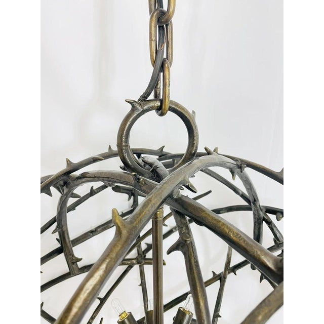 Bronze Chandelier in the Style of the "Rosier" Model by Herve Van Der Straeten For Sale - Image 10 of 12