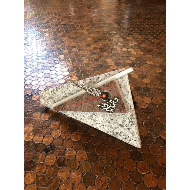 Ettore Sottsass Late 20th Century Post Modern Memphis Style Stone and Aluminum Desk Clock For Sale - Image 4 of 11