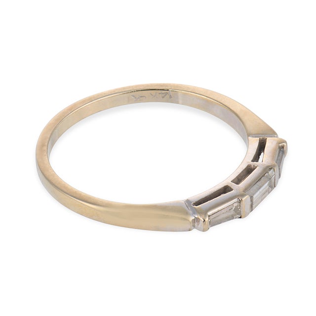 Mid Century Diamond 14k White Gold Stackable Wedding Band, Size 7.5 For Sale - Image 4 of 6