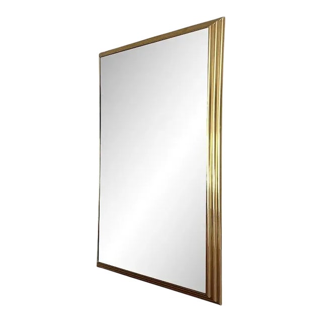 Vintage 1970s Hollywood Regency Brass Beveled Mirror Oversized For Sale