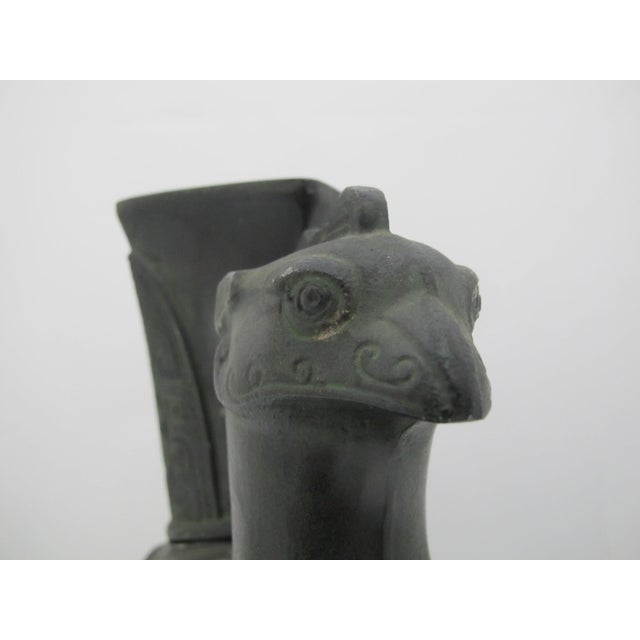 Chinese Phoenix Rooster Zun Shang Style Bronze Ware Ceremonial Wine Vessel Vase For Sale - Image 17 of 18