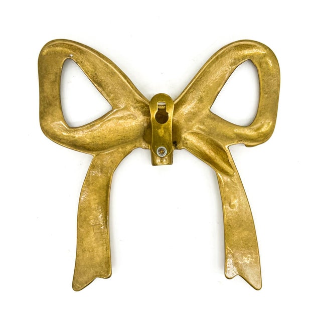 Brass Vintage Hollywood Regency Brass Bow Wall Hanging - Glam, French Inspired, Regency Revival For Sale - Image 8 of 8