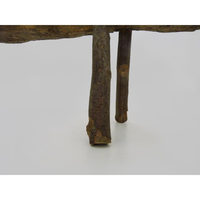 Low Brutalist Folk Art Wood Bench, 1960s For Sale - Image 10 of 11