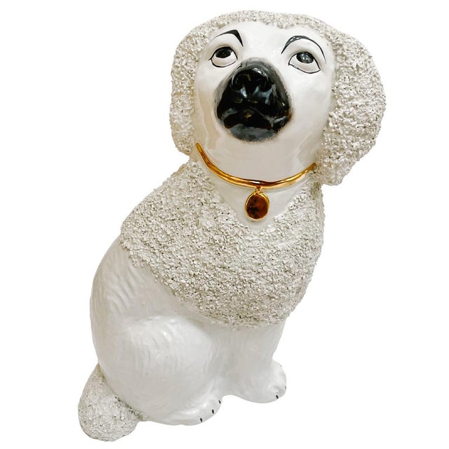 English 1960 Italian Made Staffordshire Confetti Poodle Figurines - A Pair For Sale - Image 3 of 9