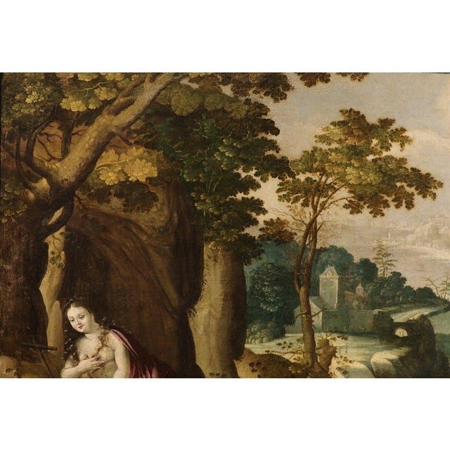 Workshop of Paul Bril, Landscape with Mary Magdalene, 1640, Oil on Canvas For Sale - Image 10 of 16