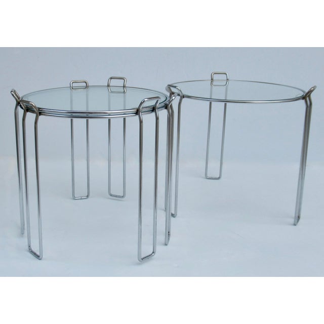 C.1970's Postmodern, Italian Georgio Saporiti, for Saporiti Italia, are these 3 versatile, nesting, stacking tables made...