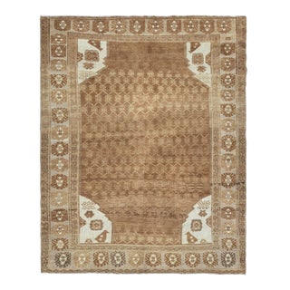 1970s Turkish Oushak Handmade Wool Cotton Brown Area Rug For Sale