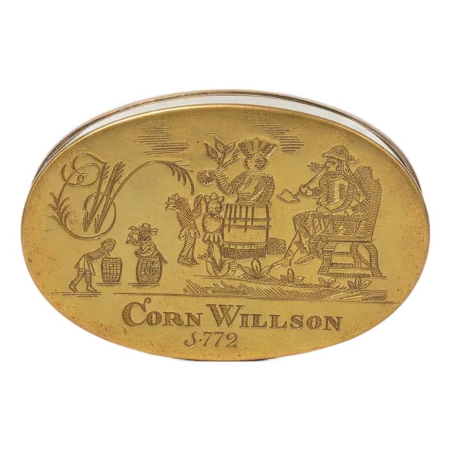 Corn Willson Antique Brass Tobacco Box – Winterthur Museum Collections Reproduction For Sale