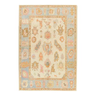 Modern Turkish Oushak Rug 6'4" x 8'11" For Sale