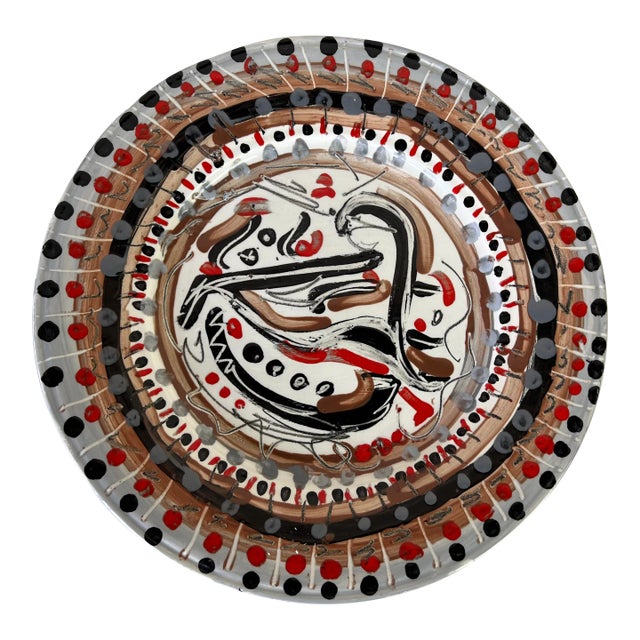 Vintage Juliette Hand Painted Abstract Design Decorative Ceramic Plate For Sale