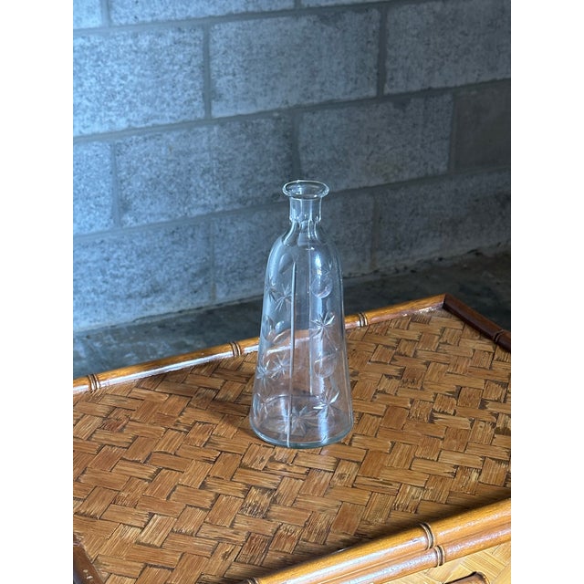 1950s Sweden Hand-Blown Glass Decanter or Vase With Etched Star and Circle Motifs For Sale - Image 4 of 9