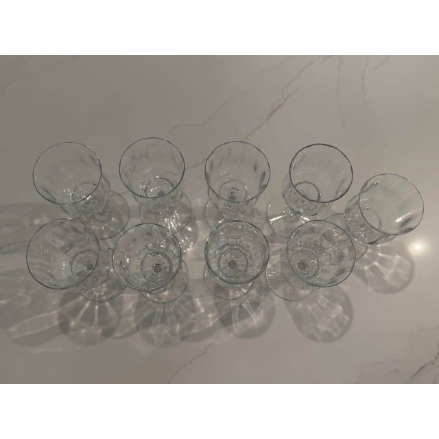 Mid-Century Modern 1950s Baccarat Capri Optic Crystal Water Goblets - Set of 9 - Signed For Sale - Image 3 of 5