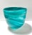 Contemporary Large Hand-Blown Turquoise Swirl Art Glass Bowl or Cachepot For Sale - Image 3 of 8
