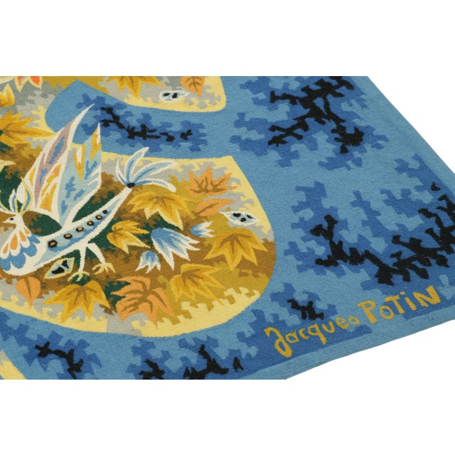 Textile Signed Vintage Jacques Potin Tapestry “Le Petit Rappel Des Oiseaux” Rug & Kilim For Sale - Image 7 of 8