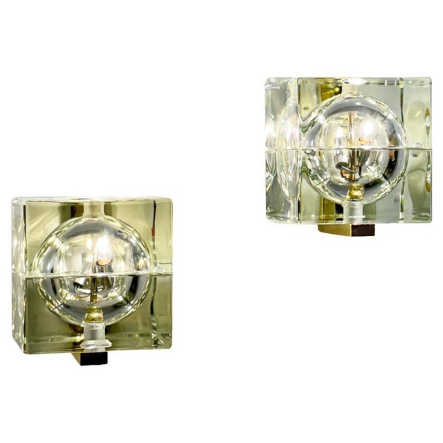 Brown Cubosfera Wall Lights attributed to Alessandro Mendini, Italy, 1960s, Set of 2 For Sale - Image 8 of 8