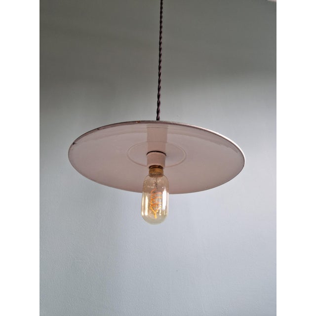 Vintage Industrial Pendant Lights in Green Enameled Sheet Metal and Porcelain, 1940s, Set of 3 For Sale - Image 11 of 18