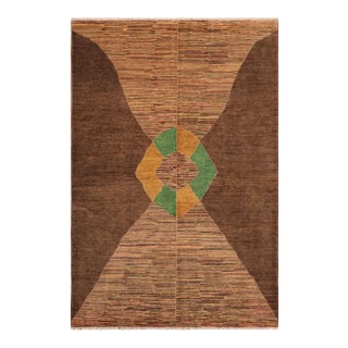 1990s Contemporary Gabbeh Brown/Gold Wool Rug - 6'1" X 9'1" For Sale