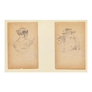 Tony Minartz, Two Portraits, Early 20th Century, Pencil Drawings For Sale
