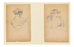 Two Portraits - Original Pencil Drawings by Tony Minartz - Early 20th Century Early 20th Century