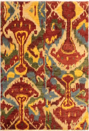 1990s Modern Red/Ivory Wool Rug - 5'1 X 8'1