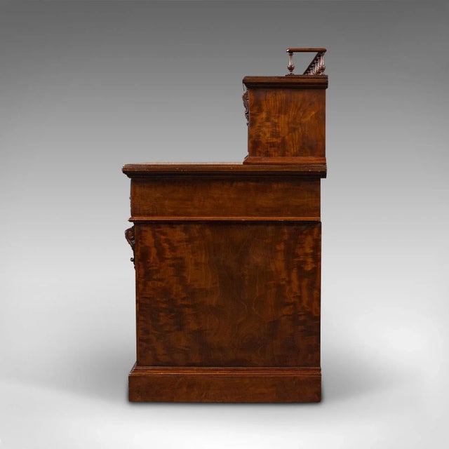 1860s Grand Antique Victorian English Satinwood Executive Desk For Sale - Image 4 of 13