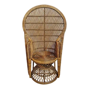 Vintage Tea Stain Perindo Peacock Wicker Chair