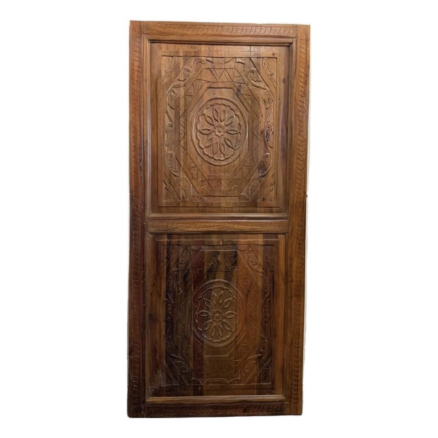 Antique Hand-Carved Double Entry Doors in Solid Wood | Ornate Statement Architectural Panels 80x36 For Sale