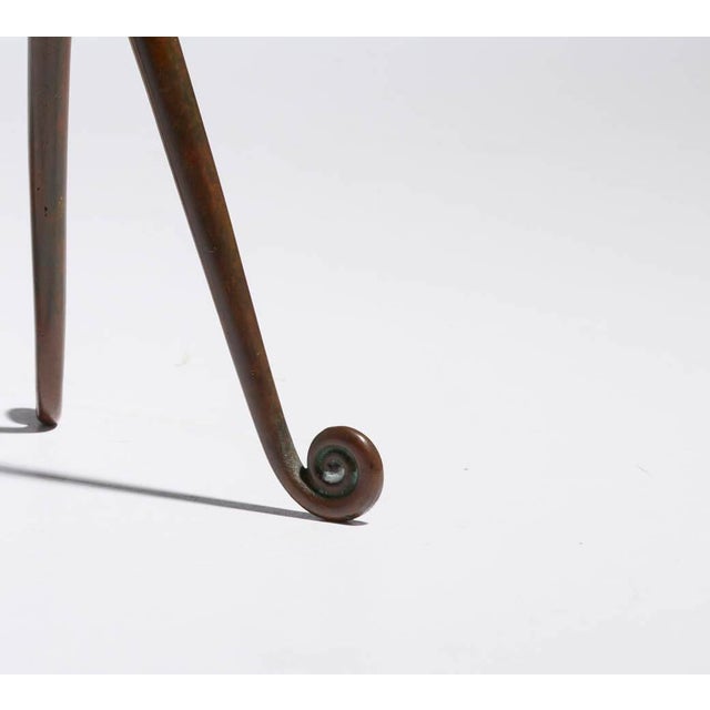 1910s Antique Tiffany Studios Tripod Candlestick With Favrile Glass Shade For Sale - Image 5 of 10