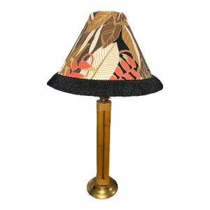 Restored Vintage Rustic Four Strand Rattan Table Lamp With Fancy Wrapping and Brass Base