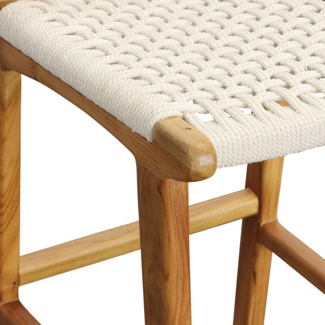 2020s White Rope & Teak Counter Stool For Sale - Image 5 of 5