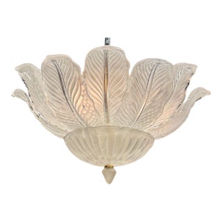 Murano Frost Glass Leaf Flush Mount Chandelier For Sale