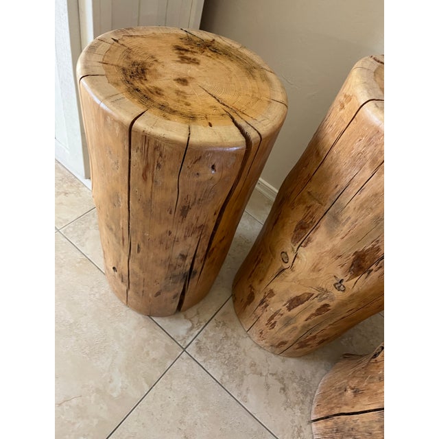 Set of Three Solid Wood Stump Side Tables For Sale - Image 10 of 12