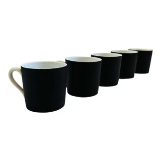 Mid Century Porcelain Demitasse Mugs - Set of 5 - Black and White Glazes For Sale