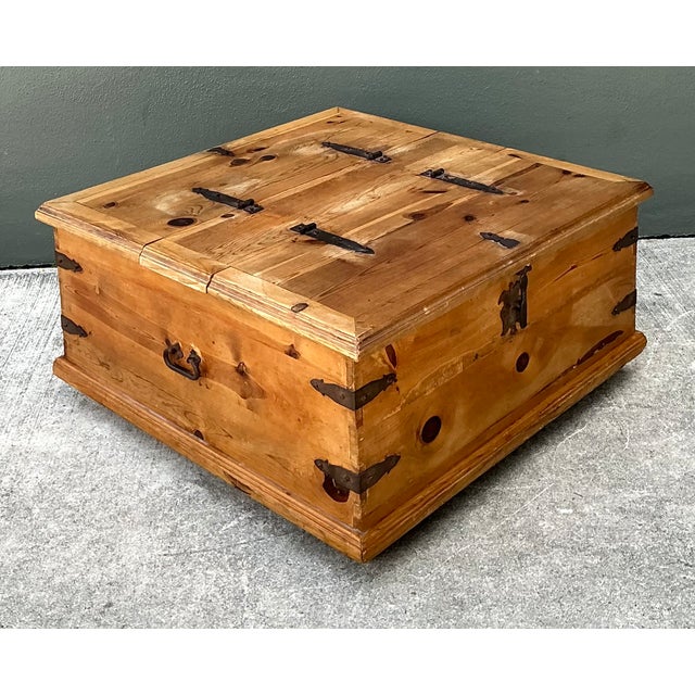Late 20th Century Vintage Rustic Wood Storage Coffee Table For Sale - Image 5 of 12