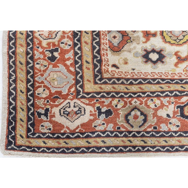 Authentic 19th Century Sultanabad Handmade Wool Rug For Sale In New York - Image 6 of 11