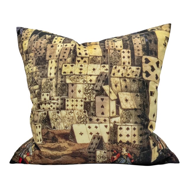 Cole & Son Fornasetti "House of Cards" Silk Down Throw Pillow, 20 Inches For Sale