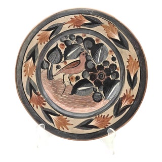 1960s Tonalá Mexico Burnished Glaze Ceramic Decorative Plate For Sale
