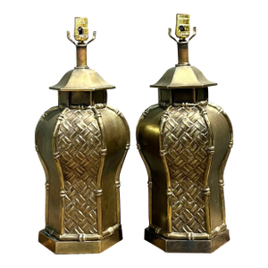 Vintage Bamboo Motif Lamps - A Pair