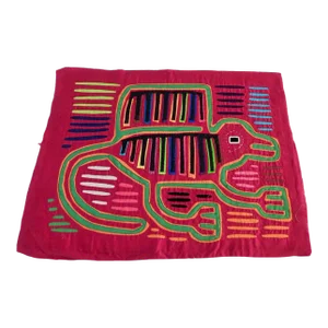 Mola Textile Quilted Art of Panama Kuna Guna Indians Reptile Iguana, 970s