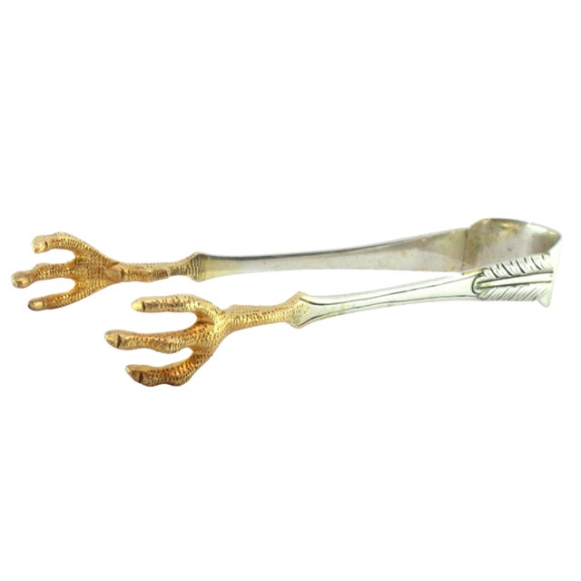Metal Silver Ice Tongs in the Shape of Bird Claws For Sale - Image 7 of 7