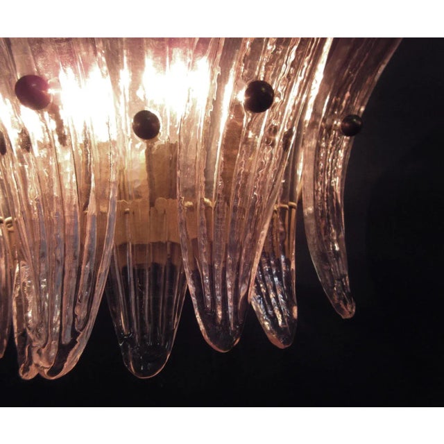 Rose Murano Palmette Pink Glass Sconces - a Pair For Sale - Image 8 of 9