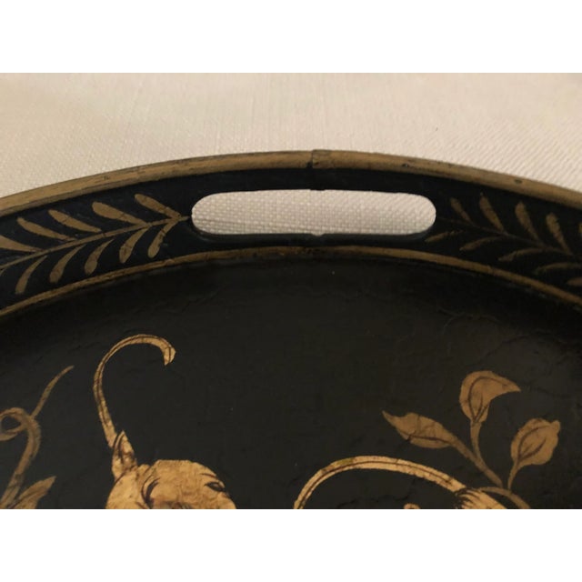 2000 - 2009 John Richard Collection Oval Black Scroll Monkey Tray For Sale - Image 5 of 12