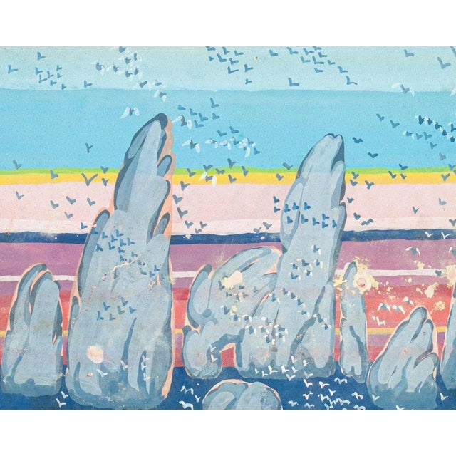 Seagulls is an original watercolor drawing on paper, realized by Jean Delpech (1988-1916). Hand-signed on the lower right....