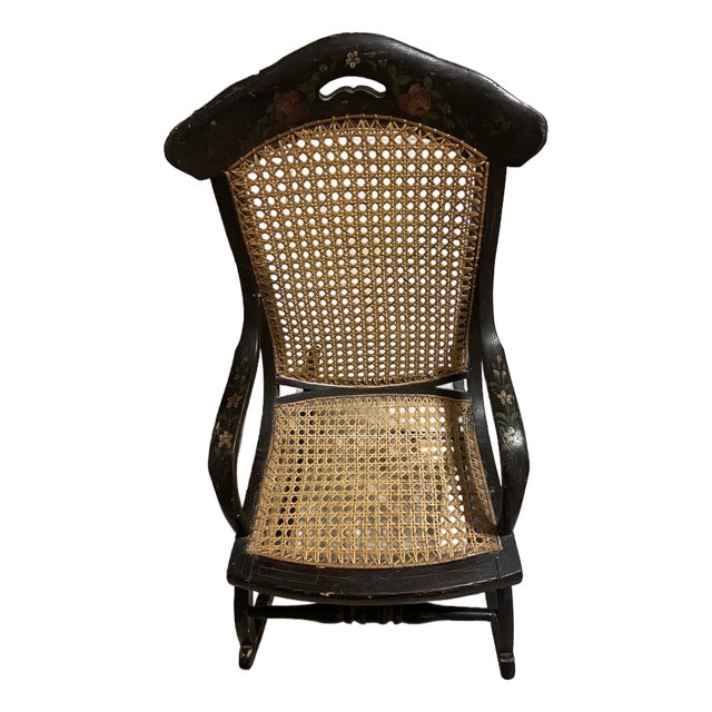 Hand Painted Victorian Child's Rocking Chair - Circa 1875 For Sale