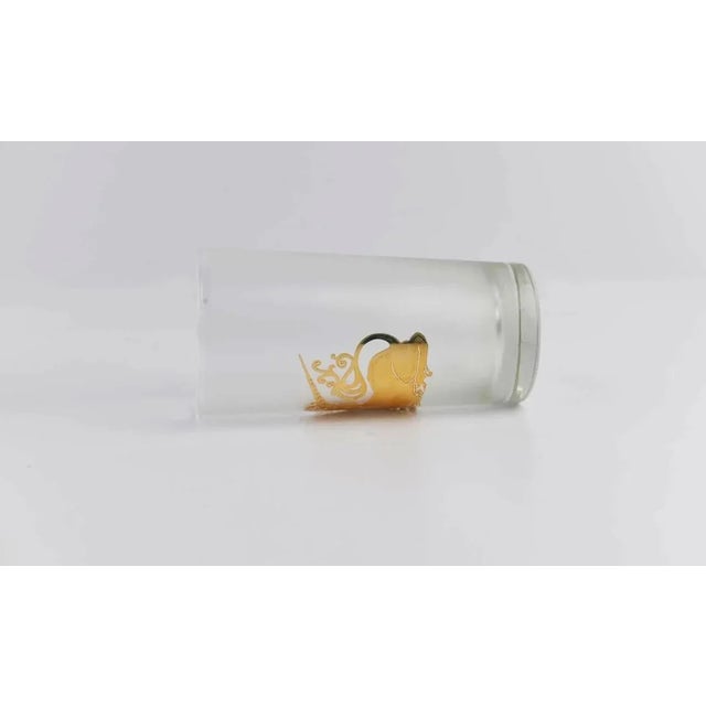 1960s 1960s Pair of MCM High Ball Tumblers by Culver 22k Gold Unicorns on Frosted Glass For Sale - Image 5 of 6