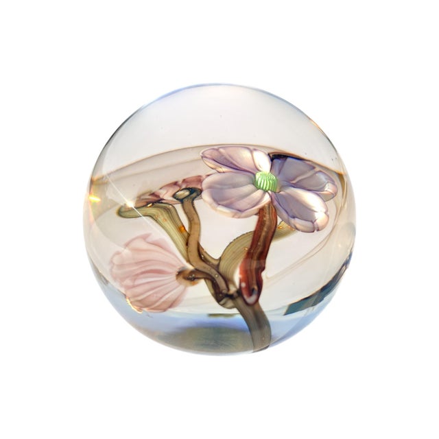 Orient & Flume Dogwood Blossom Flower California Art Glass Paperweight For Sale In San Francisco - Image 6 of 15