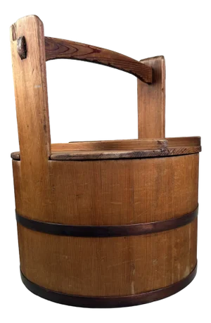 Japanese Wooden Bucket with Lid, 1940s