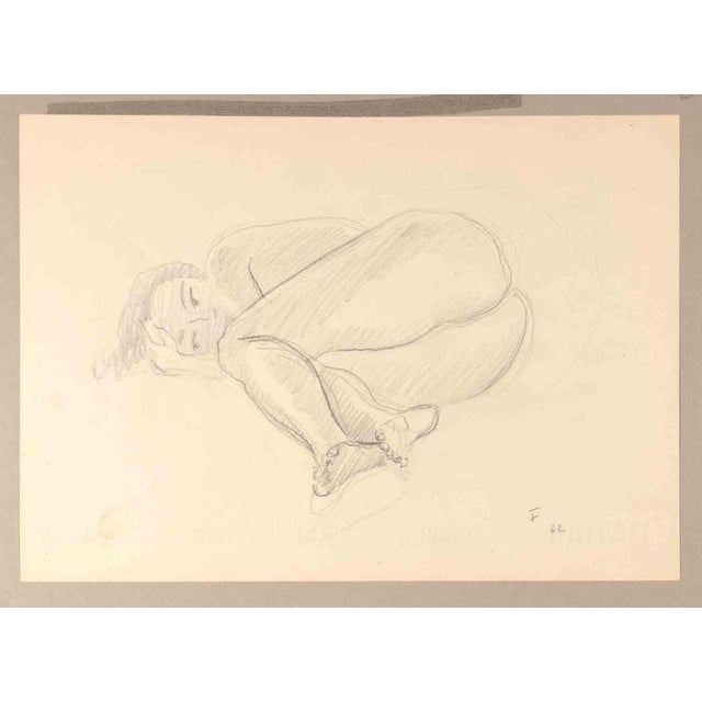 Pencil drawing on paper. Hand signed and dated. A graceful original pencil drawing by the Swiss artist Fred Fay, executed...
