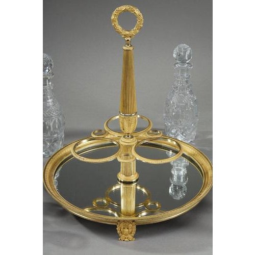 Early 19th Century Charles X Liquor Service in Gilt Bronze Dans Cut Crystal, 1820s For Sale - Image 5 of 18