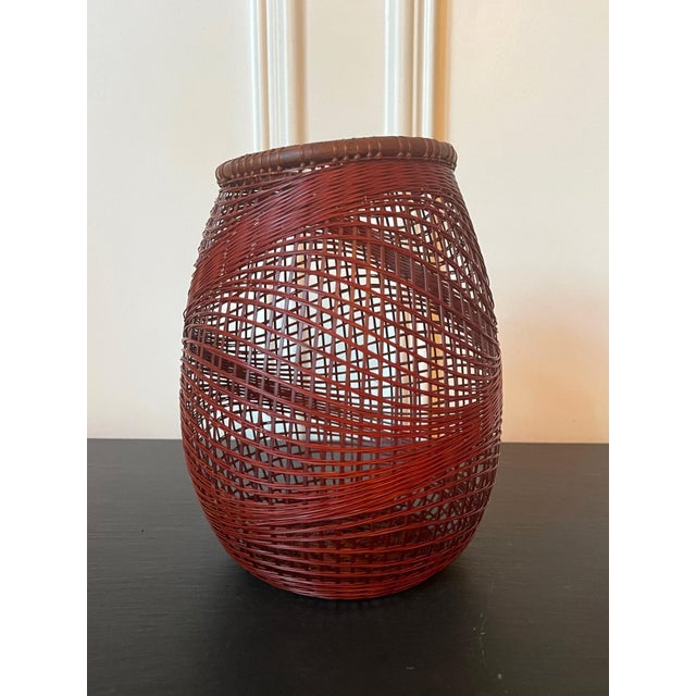 Satoru Abe Japanese Bamboo Basket Ikebana by Abe Motoshi For Sale - Image 4 of 17